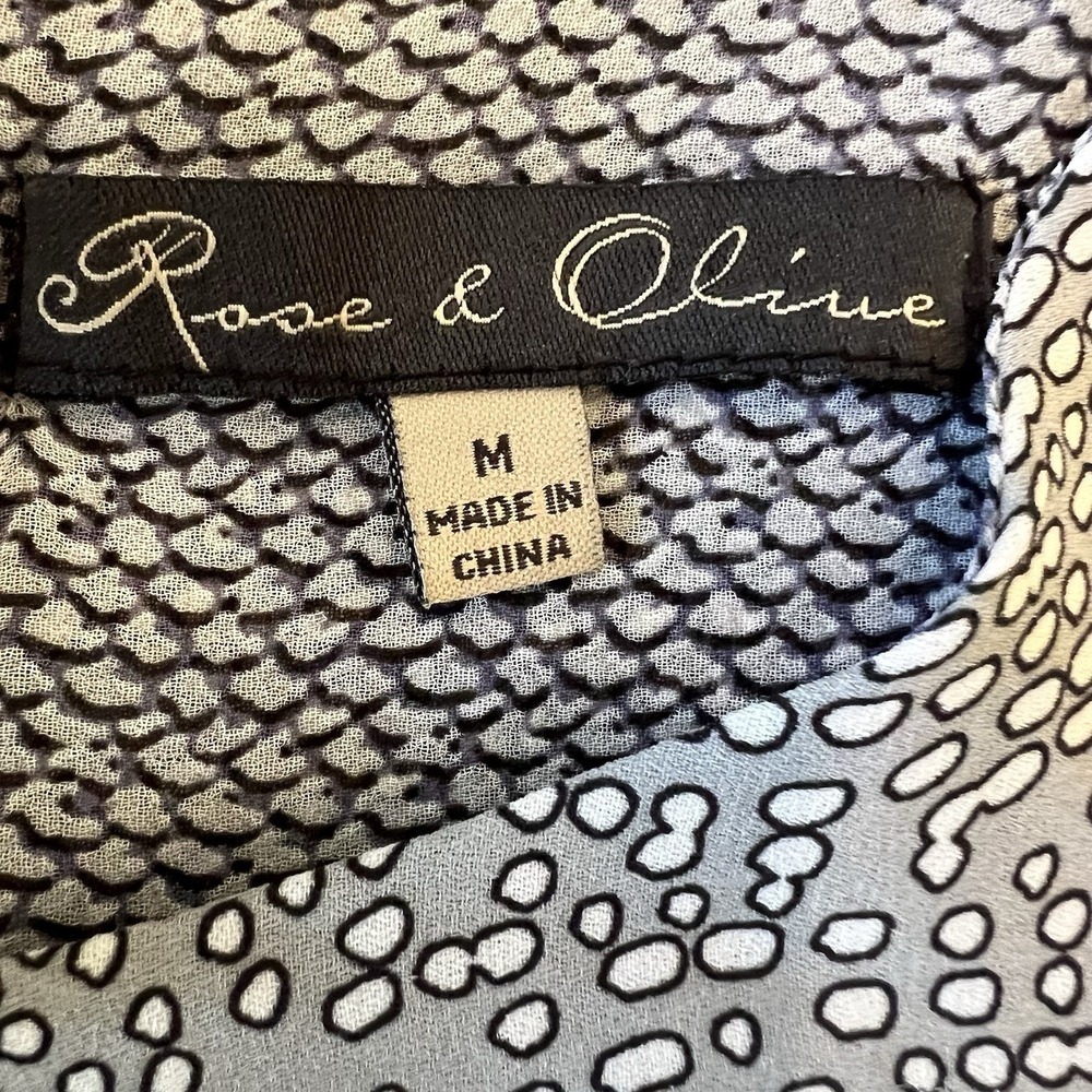 Rose & Olive Womens Grey White‎ Abstract Pebble Print Sleeveless Blouse Size M - Picture 3 of 6